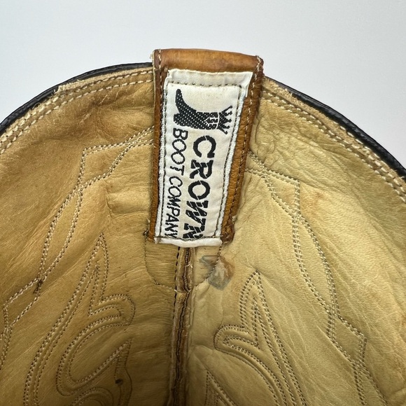 Crown Boot Company Mens Size 8 Tan Ostrich Western Boots - Picture 7 of 10